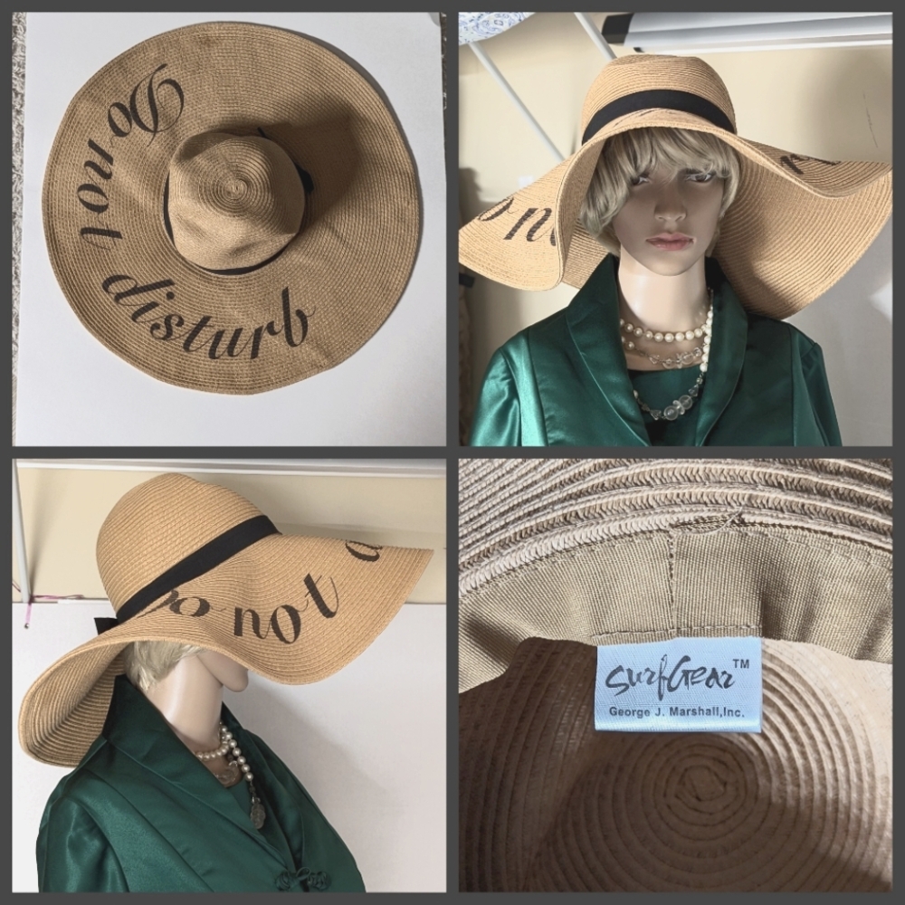 Surf Gear Do Not Disturb wide brim straw like beach hat